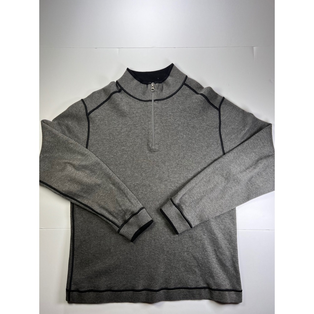 Cutter & Buck Pullover Men Medium Grey Quarter Zip Contrast Stitch Mock Neck